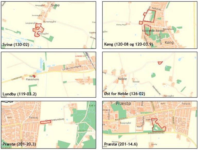 Kort der viser de landsbyer hvor der er planlagt kloakering